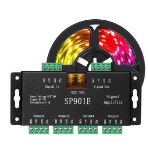 DMX512 픽셀 LED 스트립 DC5-24V용 SP901E 신호 증폭기 4CH 그룹