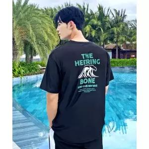 매장정품 HERRINGBONE 남자 숏 슬리브 루즈핏 쿨링 래쉬가드 (2color) / RH367M