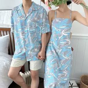 [하프클럽/]휴가철 썸머룩 비치웨어 남녀커플 바캉스룩 마블링