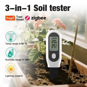 3in 1 TUYA 지그비 토양 수분 센서 습도 온도 햇빛 측정기 LCD 디스플레이 앱 제어 식물 화분 정원용