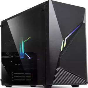 잘만 레이븐 ATX 미드 타워 게이밍 PC 케이스 - 제어 버튼이 있는 RGB 조명 스트립 풀 강화 유리 측면 패널