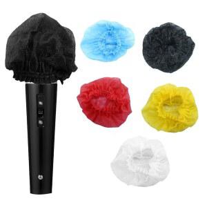 와지아콕 200개 일회용 마이크 위생 커버, KTV용 부직포 휴대용 윈드스크린, 노래방 및 무대 공연 5가지 색상
