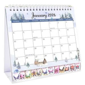 거스리 데스크 캘린더 2026, 12개월 스탠딩 플립 데스크톱 커버 2026년 1월부터 12월까지 가정용 작업 목록, 메모 및 라벨이 포함된 소형 7 5인치 x 6인치 월간 스탠드업 플래너