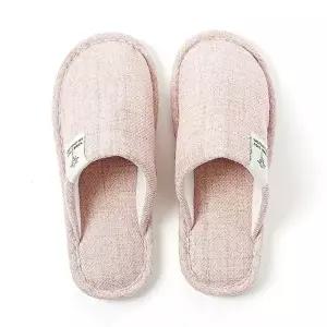 [엄지척]린넨 슬리퍼 240~245mm 핑크 교사 쿠션 발편한 거실