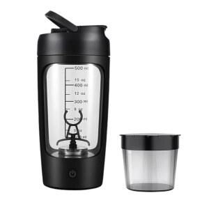 [미국배송] 부드러운 블렌딩을 위한 전기 휴대용 프로틴 셰이커 병 | 무료 파우더 컵 트리탄 U2013 BPA 프리로 만든 프리미엄 650ML 충전식 GYM & 스포츠 애호가용. (블랙)