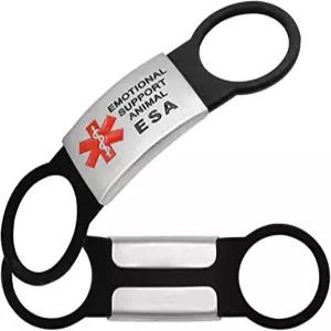 목걸이용 개 태그 스테인리스 스틸 고양이 애완동물 ID 펜던트 ESA 감성 지원 고무 액세서리 블랙 S