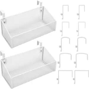 Rtteri 2 세트 침대 옆 선반 캐디 금속 걸이식 보관 바구니 정리함 기숙사 이층 침실용 5쌍 크기 후크 10개