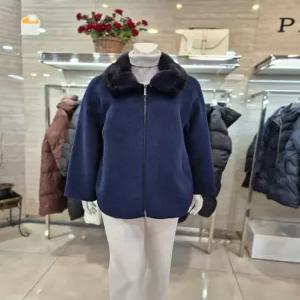 [프로그램]프로그램 울,알파카 혼방 밍크 칼라 배색  하프코트 ( p254f304)