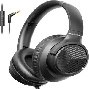 마이크가 장착된 보테스티 사운드 헤드폰 오버이어 폴더블 3.5mm 플러그가 4.9피트 엉킴 없는 나일론