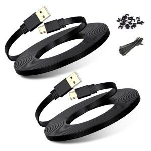 Basesailor 마이크로 USB 전원 케이블 9.1m(30피트) 2팩, 9M 플랫 충전 코드, Wyze Cam Pan V4, Yi Cam, Nest Blink Mini /XT /XT2 /3세대 카메라, Arlo Q, Furbo Dog, Netvue, Xbox 컨트롤러용 충전기