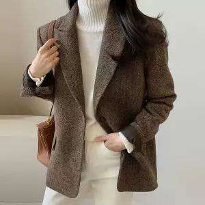 헤링본모직자켓 브라운헤링본자켓