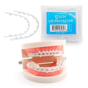 AIM 휴대용 케이스 포함 교정기용 투명 립 프로텍터 - 컴포트 커버, 왁스 대체품, 트림 투 핏 치아 쉴드 (상단 + 하단)