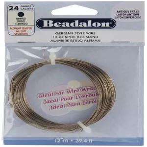 보석 제작용 비달론 독일 스타일 와이어 원형 앤티크 황동 색상 24 게이지 39.4피트