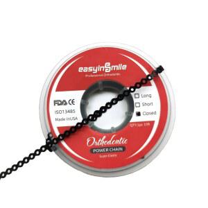 SNAWOP 덴탈 치아교정용 파워 체인 멀티컬러 스풀 탄성 고무 밴드 치아 교정기용 (닫힘, 블랙)