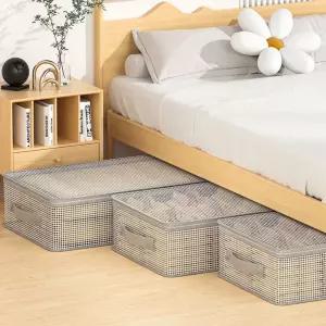 투명메쉬 옷장 수납 리빙 공간 박스 정리함 함언더베드 베드함 부직포이불 대형 이불함 보관함 옷함