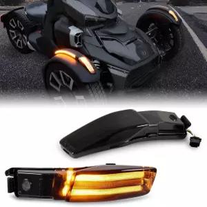 캔암 라이커용 SAUTVS 전면 펜더 LED 조명 훈제 블랙 라이트 휠 턴 시그널 및 라이커 20192024 액세서리용