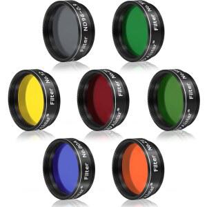 Alstar 3.2cm(1.25인치) 7개의 망원경 필터 세트 - 가장 일반적으로 사용되는 컬러 식물 접안렌즈 필터를 가진 놀라운 가치