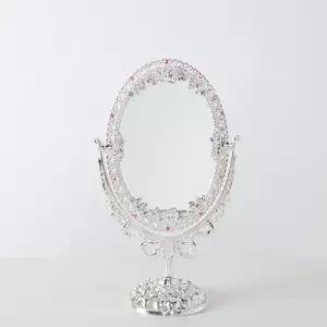 퀸스실버 앤틱 저소음양면탁상거울(타원형-) 인테리어 홈데코 장식 소품 테이블 회전 스탠드