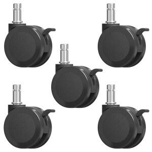 브레이크가 달린 사무용 의자 바퀴, 카펫 및 나무 바닥용 잠금 캐스터 교체, 롤링 스툴 캐스터(5개 세트)
