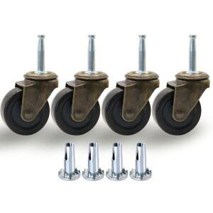 QAVBFA 1-1/2인치 앤티크 황동 캐스터 휠, 고무 5/16인치 x 1-1/2인치(8 38mm) 스템 소켓 소파, 의자, 캐비닛, 서랍 빈티지 가구 세트 4개