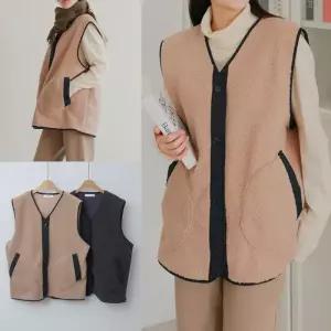 양털브이넥포켓베스트 512V925S 빅사이즈 여성의류