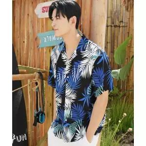 매장정품 HERRINGBONE 남자 루즈핏 하와이안 반팔 셔츠 휴양지룩 비치웨어 상의 (2color) /NI104M