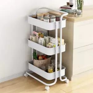 현이몰 틈새 이동식 트롤리 수납 경략랙 무빙 철제 카트 3단 틈새수납장 이동식트롤리 수납함 거실선반
