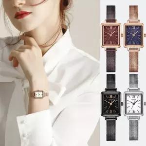 쥴리어스 스퀘어 클래식 여성 팔찌 메쉬 메탈 손목시계