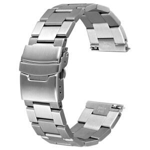 [미국배송] 앤비어 316L 스테인리스 스틸 시계 밴드 메탈 헤비 듀티 매트 브러시드 마감 스트랩 교체 더블 플립 잠금 버클 배포