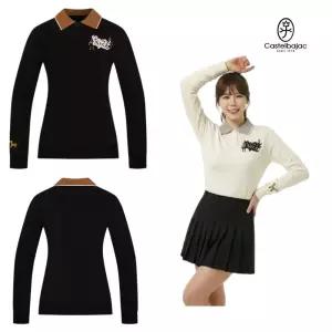 까스텔바작 여자 골프 니트카라 가슴자수 겨울 긴팔 도톰한 티셔츠 BGEWTL-702