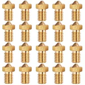 E3D 노즐 ExcelFu M6 0.4mm 황동 압출기 프린트 헤드 1.75mm 필라멘트 V5-V6 3D 프린터 20팩