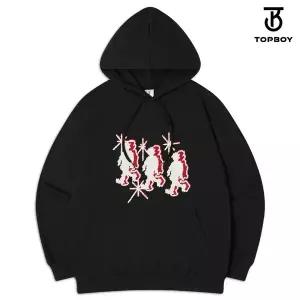 [탑보이]런닝크루 오버핏 기모 프린팅 후드 스웨트 셔츠 (PTH2094)