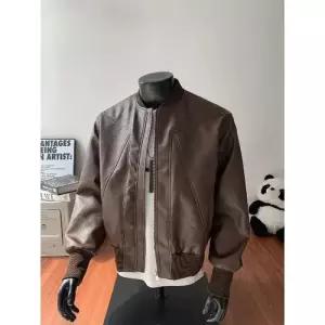남성용 빈티지 쇼트 트렌드 코트 재킷 가죽옷 가죽 크랙 추동 점퍼 OP4