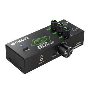 턴테이블용 마이크노 포노 프리앰프, MM 및 MC 카트리지용 3밴드 EQ가 장착된 미니 하이파이 바이닐 레코드 플레이어용 5핀 DIN 입력/출력, 축음기, 액티브 스피커, 오디오 믹서 - 12V DC