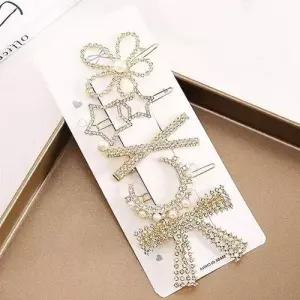 장식 5개 큐빅 헤어 세트 헤어집게핀 미니집게핀 여성 핀 머리 WFISBUL