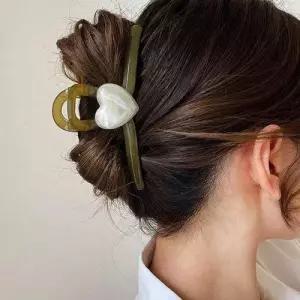 빅사이즈 집게핀 머리핀 헤어 올림 하트 그린 큰 집게핀 WFISBS2