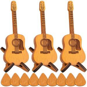 스탠드가 있는 ZMLTLMG 3팩 기타 픽 박스, 9Pcs 유니크 홀더, 뮤지션용 나무 홀더 플렉트럼 케이스 일렉트릭 베이스 우쿨렐레 러버