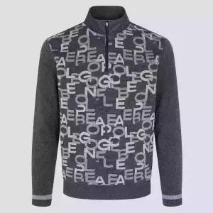 빈폴 골프 남성 방풍 로고 자카드 반집업 니트BJ5Y51B223