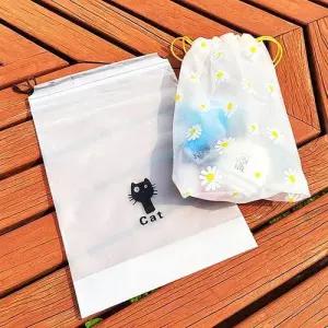 끈 파우치 반투명 고양이 20x30cm 반투명 pvc 파우치 WED02AE