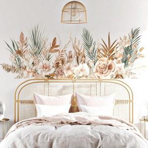 VePret 대형 보헤미안 꽃 벽 데칼 벗겨서 붙이기, 야자수 잎 식물 비닐 장식, 탈착식 방 홈 하우스 스티커 및 벽화 침실 거실 욕실 사무실용