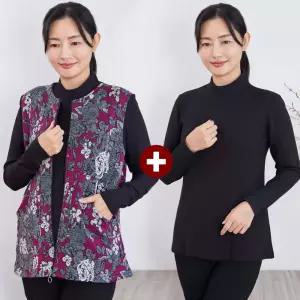 1+1 지퍼 VEST + 텐텐 골지 티셔츠 모음실버다이아몬드/엄마옷/마담의류/5060/빅사이즈