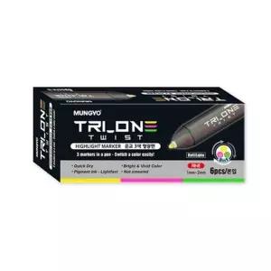 문교 트리온 3색 형광펜 노랑.분홍.연두 갑(6개입) (WFKFOO5)