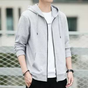 남성가디건 봄가을 면 얇은 지퍼 캐주얼 후드 상의 심쿵희망