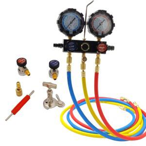 AC 세트 3방향 매니폴드 R134A R22 R404A R410A 자동차 프레온 충전 배출에 사용 가능