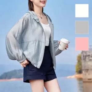 여자 바람막이 얇은 시스루 경량 후드 윈드브레이커 3컬러