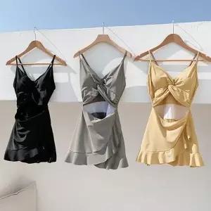 [하프클럽/]여자 슬리밍 원피스 수영복 꼬임 포인트 프릴 스커트