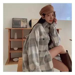 안포레 보이핏 여성 체크 셔츠핏 재킷 플리스 948746