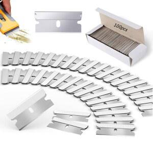 100PCS 면도기 스크레이퍼 리무버 교체 스티커 철강 유리 페인트 블레이드 자동차 스크래치 청소 도구