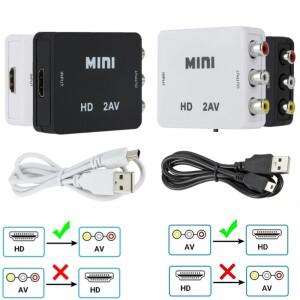 HDMI 호환 AV RCA CVSB L/R 비디오 스케일러 어댑터 HD 1080P 박스 변환기 AV-HD-MI HDTV 프로젝터