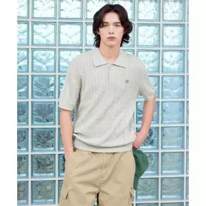 매장정품 리 LEE 케이블 카라 반팔 니트 라이트 그레이 LE2502KT04LG 142820